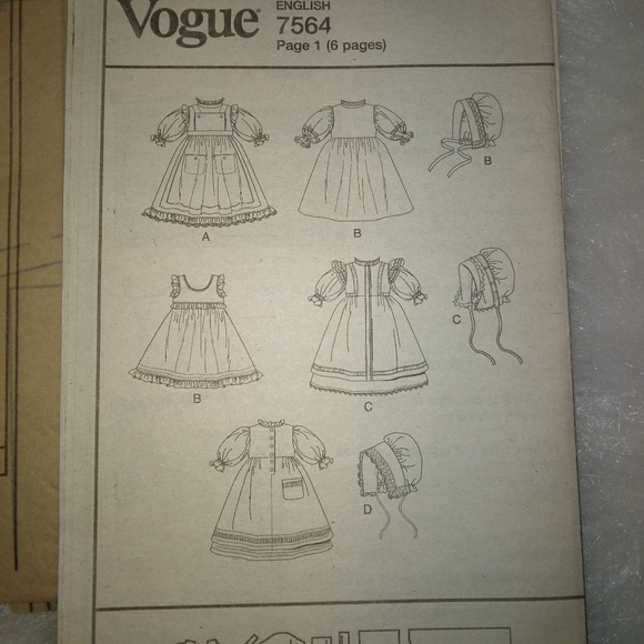 VOGUE 7564 Prairie style clothing for American Girl Doll and 18 inch doll - Picture 4 of 5
